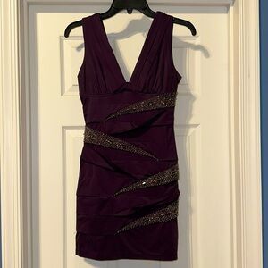 Plum Cocktail Dress with Pewter Beads